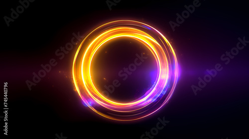 Lighting effect, bright illuminated circles on dark background