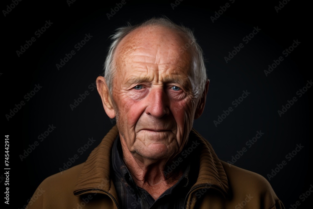 Portrait of an elderly man on a black background. Studio shot. Portrait of an elderly man on a black background. Studio shot.