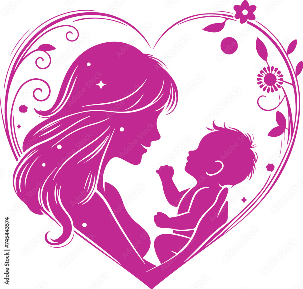 Mother and baby vector Illustration Mother love