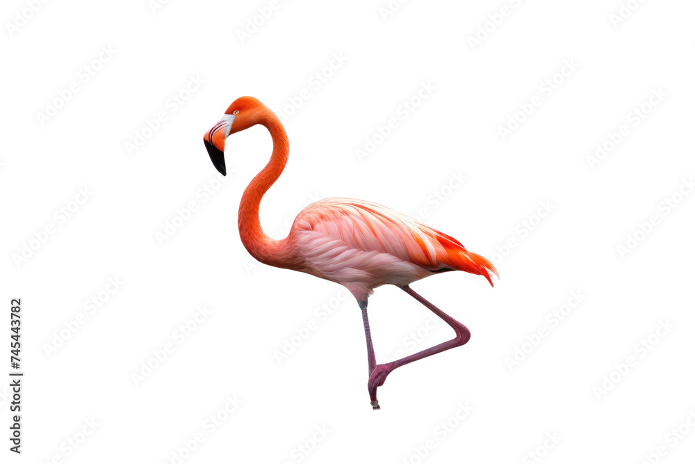 Obraz premium a high quality stock photograph of a single flamingo full body isolated on a white background