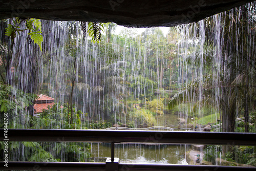 Photography View from inside garden's waterfall in Kuala Lumpur, Indonesia