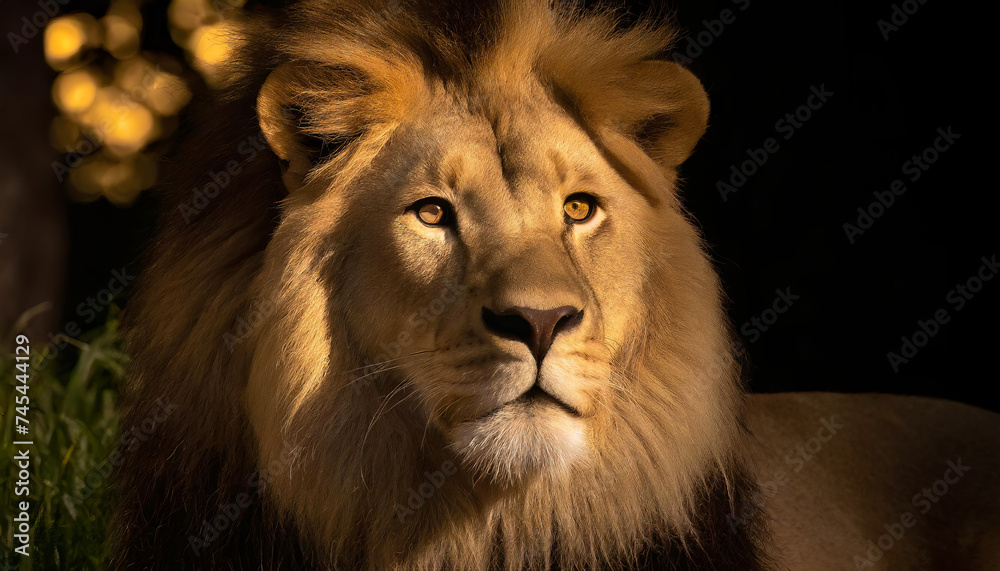 Fototapeta premium Fierce powerful and composed lion closeup