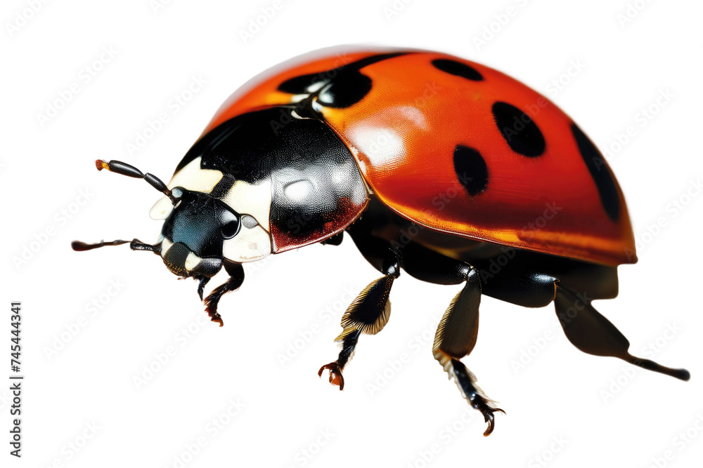 Fototapeta premium a high quality stock photograph of a single ladybug close up full body isolated on a white background