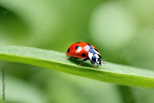 a high quality stock photograph of a single ladybug close up full body isolated on a nature background © ramses