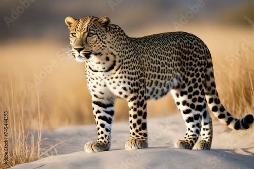 a high quality stock photograph of a single leopard full body isolated on a white background