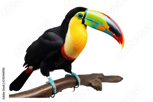 a high quality stock photograph of a single toucan full body isolated on a white background