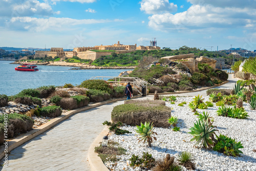 Beautiful park and coast in Sliema, Malta
