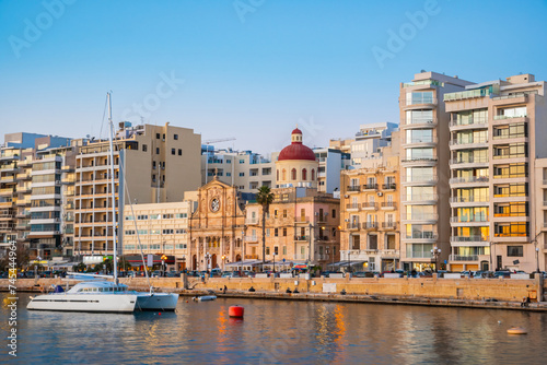 Beautiful cityscape and coast in Sliema, Malta