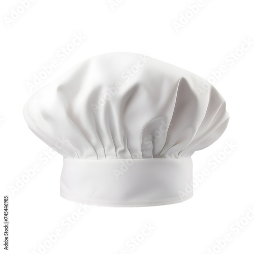 White chef hat isolated on transparent background.