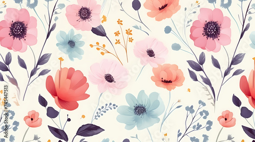 Painting watercolor floral background illustration floral nature, colorful and vibrant © jiejie