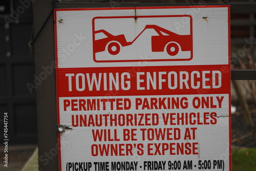 towing enforcement sign