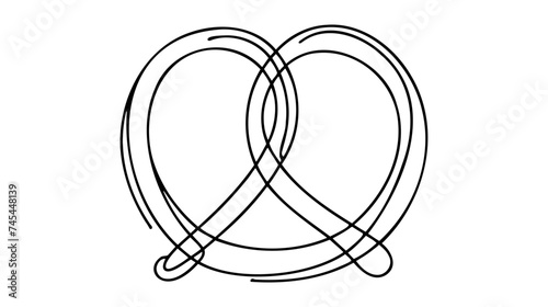 One continuous line drawing of pretzel for logo. photo