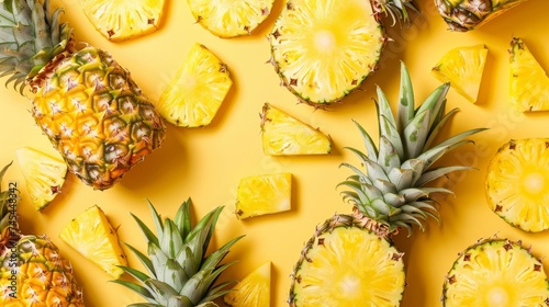 cut pineapple on a colored background