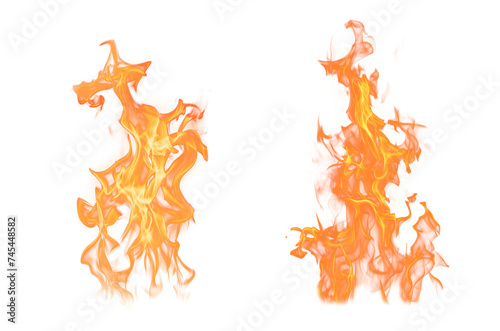 Tall fire isolated on a transparent background