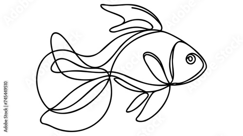 Fish in continuous line art drawing style. Minimalist black linear sketch on white background. Vector illustration