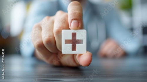 Cross as a symbol of medical health healthcare insurance symbol concept. photo