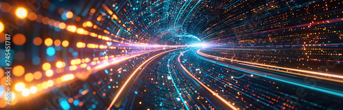 Futuristic Cyberspace Data Stream at High Speed
