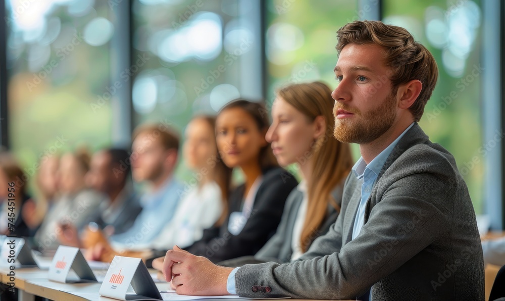 Business persons during a training course in a conference room