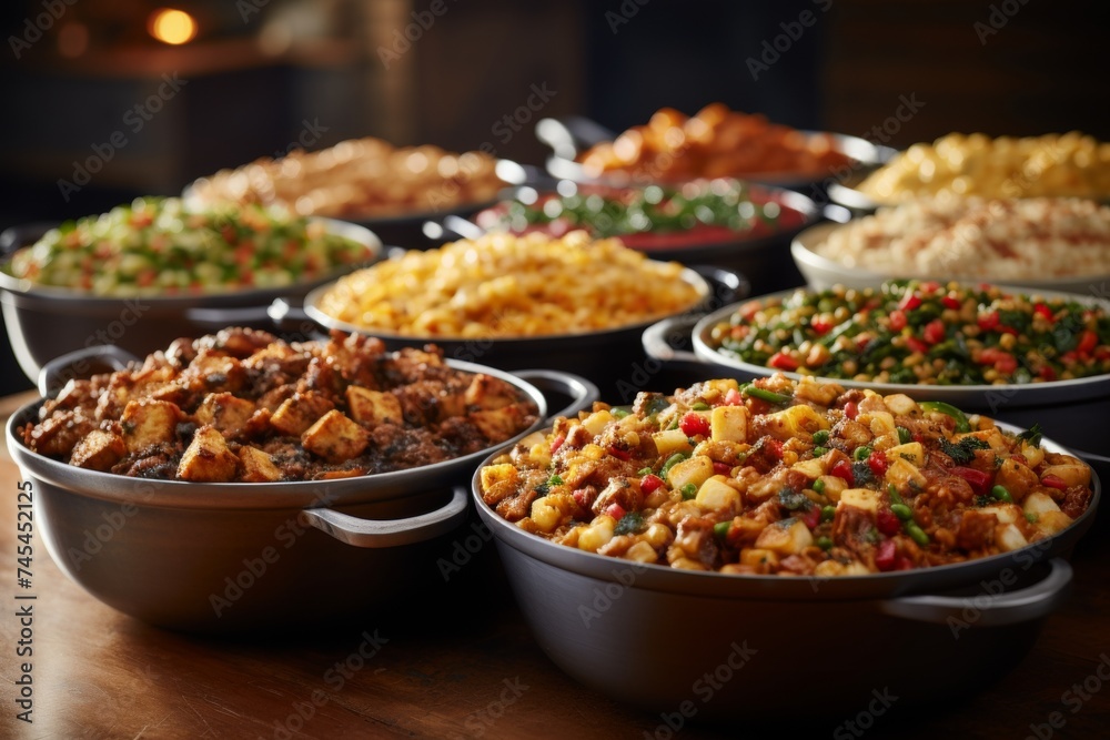 A beautifully arranged buffet table filled with a mouth-watering