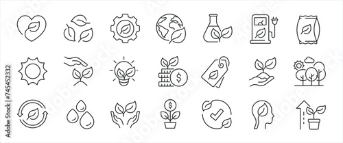 Plants simple minimal thin line icons. Related ecology, environment, green, nature. Editable stroke. Vector illustration.