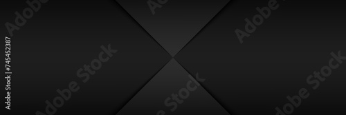 Vector header with black and grey overlapped arrows. Abstract modern banner with place for your text. Material design. Abstract widescreen background
