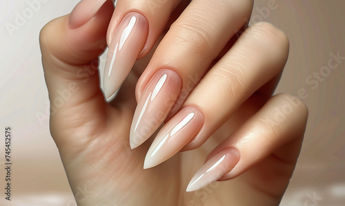 Elegant Manicure and Soft Pink Lips  Nail Salon Delicacy