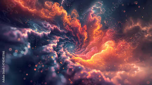 explosion of space, Vibrant Cosmic Canvas: Abstract Swirls of Celestial Colors © Bogdan