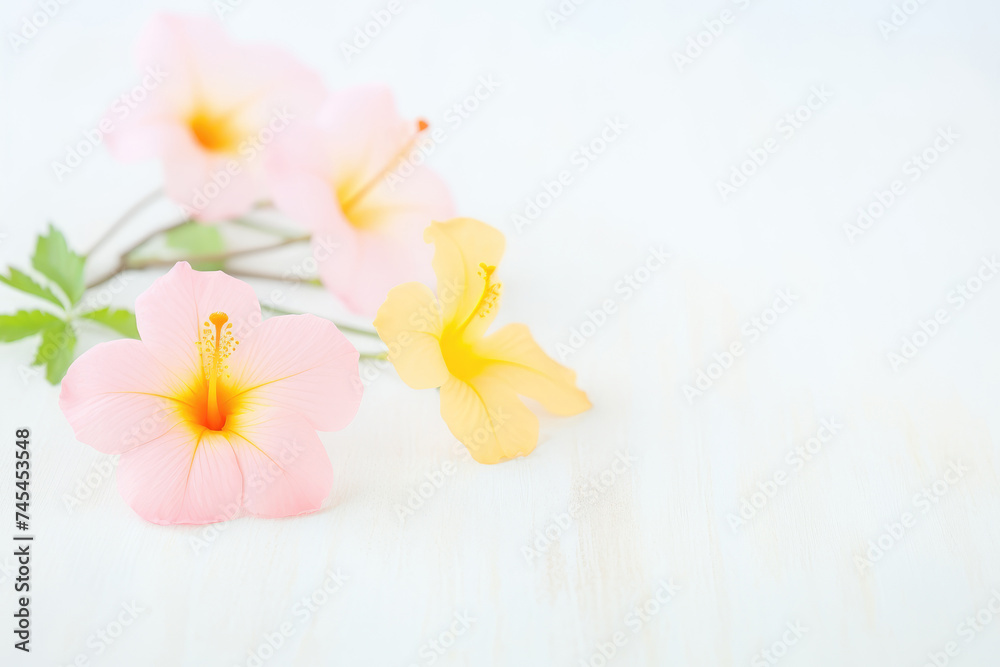 Obraz premium A vibrant assortment of flowers elegantly arranged on a wooden table, showcasing natures beauty and colors in full bloom