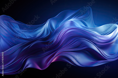 A mesmerizing display of vibrant blue and purple waves dancing elegantly on a black background, creating a sense of cosmic movement and energy