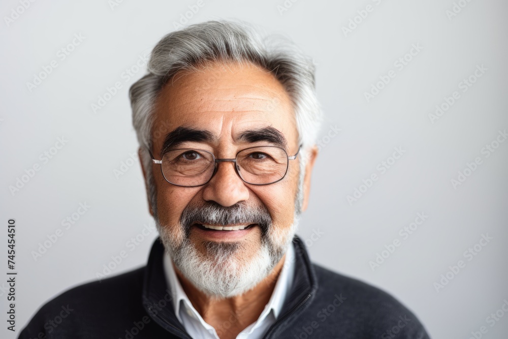 Portrait of a senior asian man in eyeglasses.