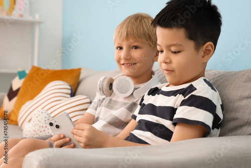 Cute little boys playing wi...