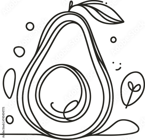 avocado in continuous line drawing minimalist style,