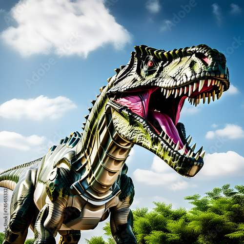 3d rendered illustration of a dinosaurs robot. Generative AI © 호섭 이
