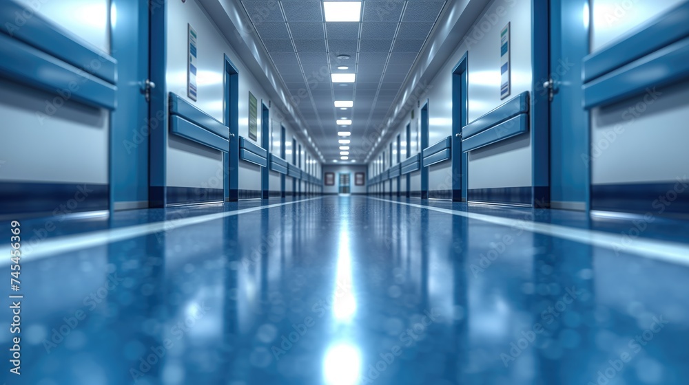 corridor in hospital. Created with Generative AI. corridor in hospital. Created with Generative AI.