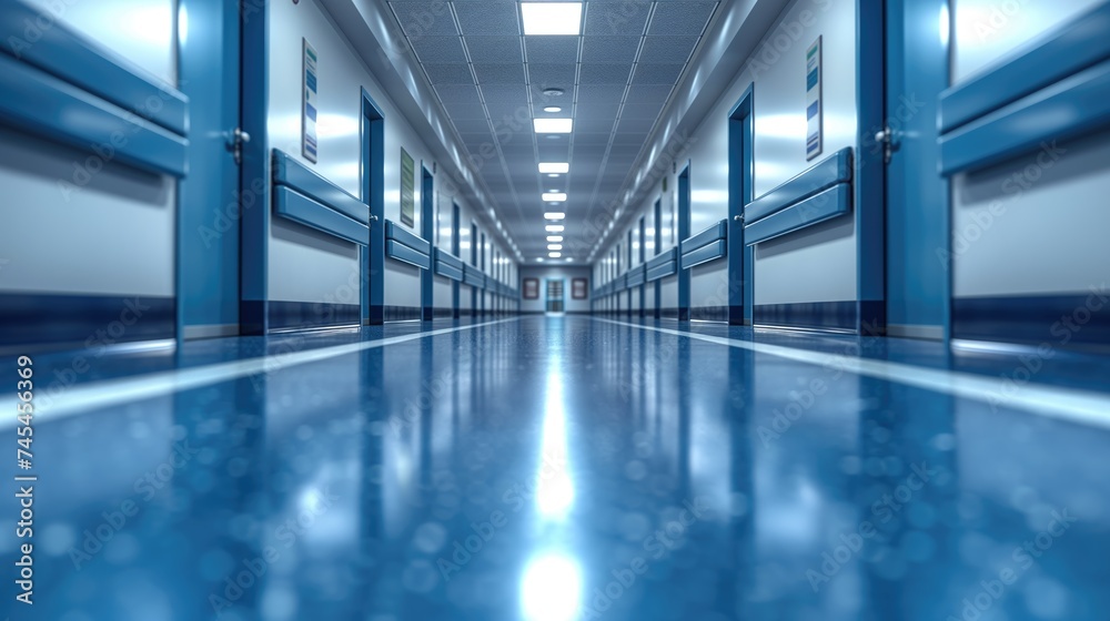 corridor in hospital. Created with Generative AI.