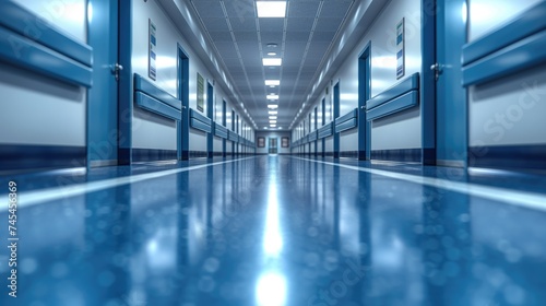 corridor in hospital. Created with Generative AI.