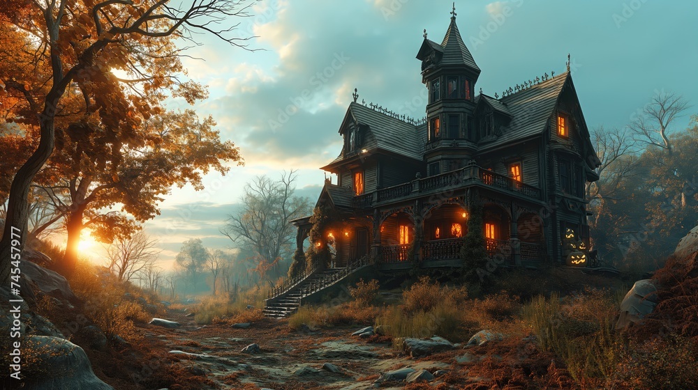 Spooky old gothic castle. Created with Generative AI. Spooky old gothic castle. Created with Generative AI.