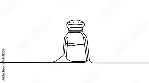 Salt or paper shaker one line continuous drawing. Kitchen tools continuous one line illustration. Vector minimalist linear illustration. photo
