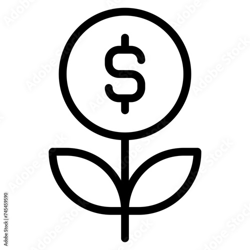 Growth dollar plant icon 