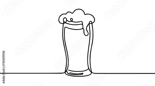 Continuous one line drawing of beer glass.