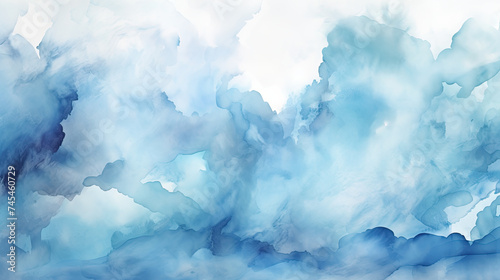 Abstract Colorful Background. Hand-Painted Blue Sky Watercolor. Cloudy Blue Sky Background for Banner, Landscape, Landscape, and Seascape Painting.