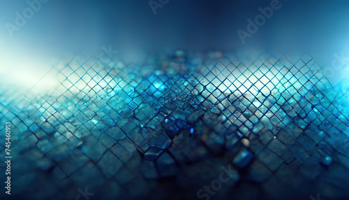 Blue geometric background. AI generated photo