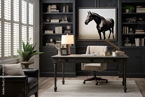 Equestrian Elegance: Saddle-Stitch Home Office Decor with Racecourse Blueprints