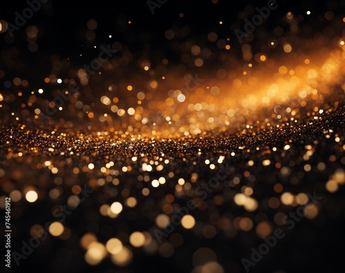 Fast-Moving Gold Sparkles on Black Backdrop, Dark Orange and Dark Gold Stylish Design