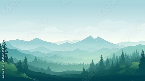 Serene Pine Hills in Ethereal Landscape © Yuan