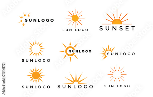 set of sun vector icon logo design template
