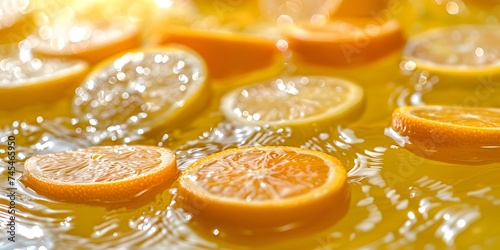 slide cut half oranges and lemons fruit on clear water