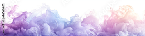 Acrylic color pigment and ink cloud in water. Abstract smoke on white background with copy space. Fancy dream cloud of ink underwater. Purple, blue and pink colors photo