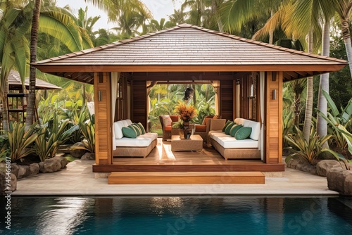Blue Lagoons and Cabanas: Tropical Resort-Inspired Patio Paradise with Tiki Bars