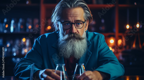 A portrait of a cientist in glasses